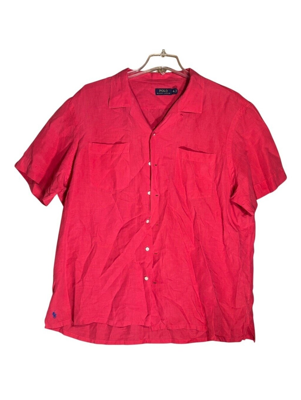 Polo Ralph Lauren Camp Shirt Mens 2XL Red Short Sleeve Button-Up Resort
